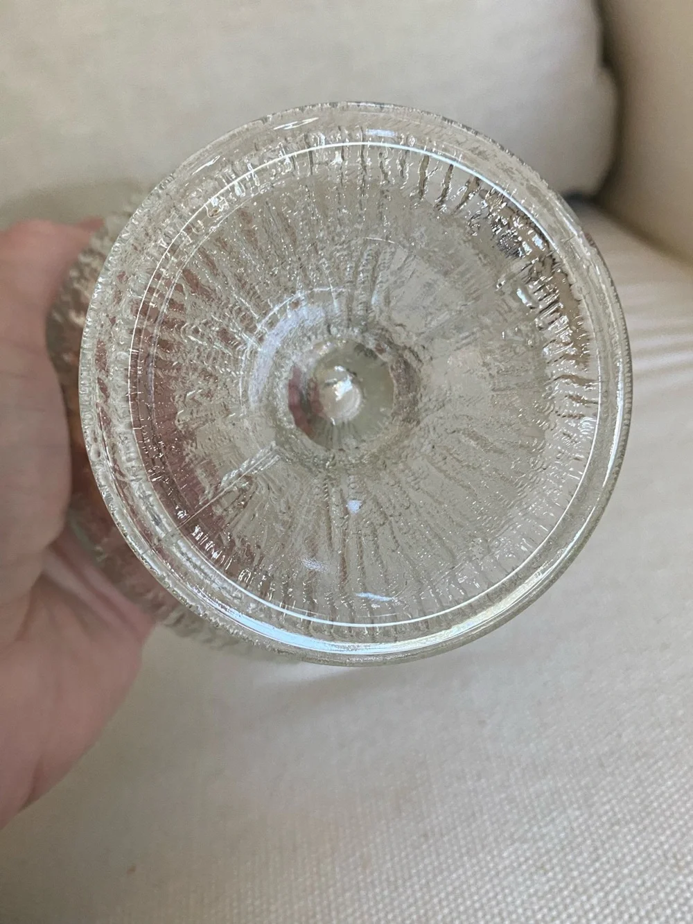 2 VTG  Indiana Clear Glass Crystal Ice Bark Footed Champagne Sherbet Cup MCM
